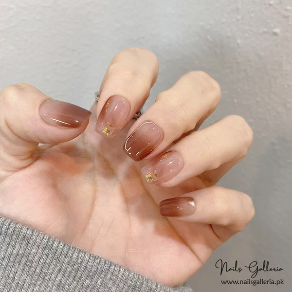 🍂 Autumnal Warmth – Press-On Nails (24 Pcs) - Free Nail Kit Included