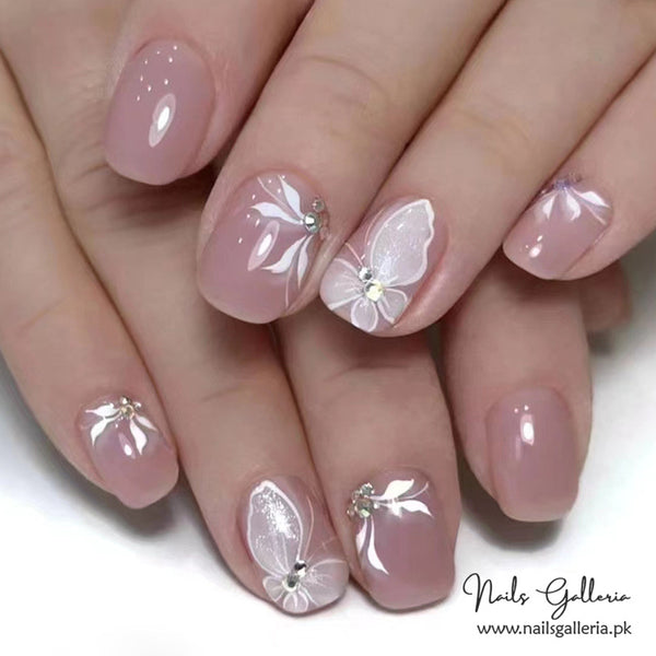 🌸 Blossoming Beauty – Press-On Nail Set (24Pcs) - Free Nail Kit Included