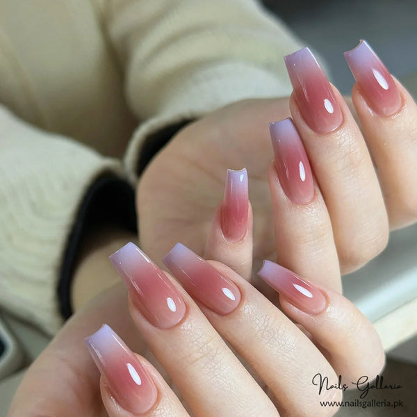 🌷 Blush Gradient Elegance – Press-On Nails (24 Pcs) - Free Nail Kit Included
