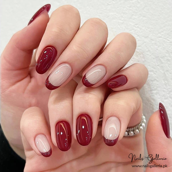 🍷Burgundy Bliss – Press-On Nails (24Pcs) - Free Nail Kit Included