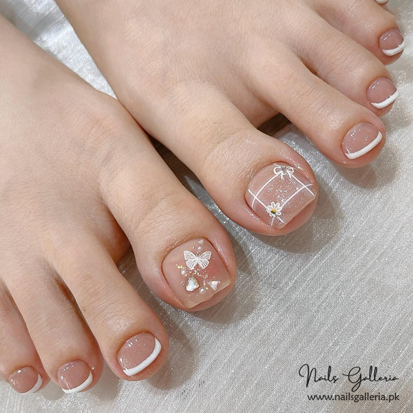 🌸 Butterfly Whisper – Press-On Toe Nails (24 Pcs) - Free Nail Kit Included