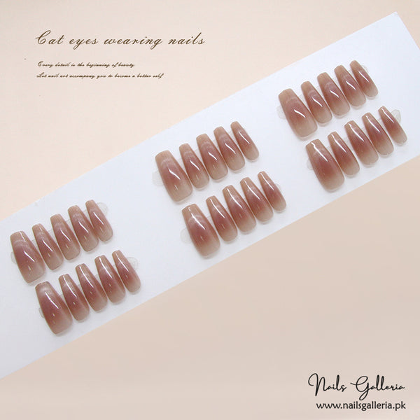 🌟 Cat Eye Gradient – Press-On Nails (30 Pcs) - Free Nail Kit Included