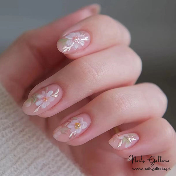 Cherry Blossom Whispers Press-On Nails (24 Pcs) - Free Nail Kit Included