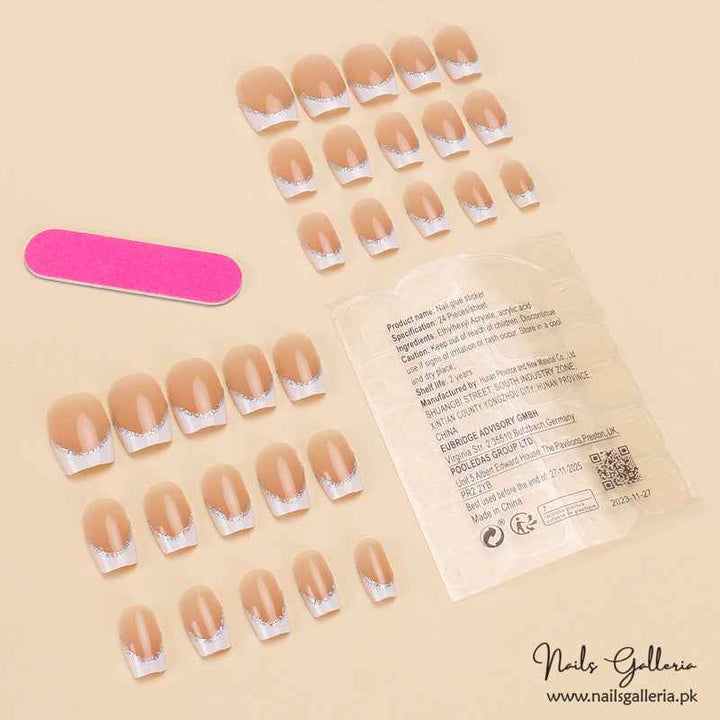 💖 Chic French Touch – Press-On Nail Set (30Pcs) - Free Nail Kit Included