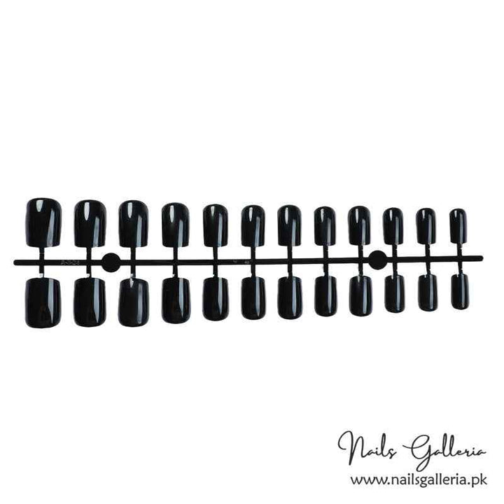 Classic Black Shine – Press-On Nails (24Pcs) - Free Nail Kit Included