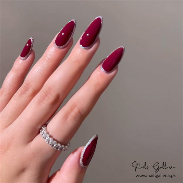 🍇 Deep Burgundy – Press-On Nails (24 Pcs) - Free Nail Kit Included