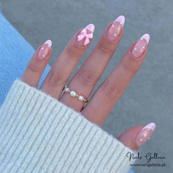 Delicate Touch of Pink – Press-On Nails (24Pcs) - Free Nail Kit Included