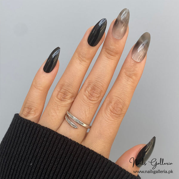 🖤 Edgy Gradient – Press-On Nail Set (24Pcs) - Free Nail Kit Included