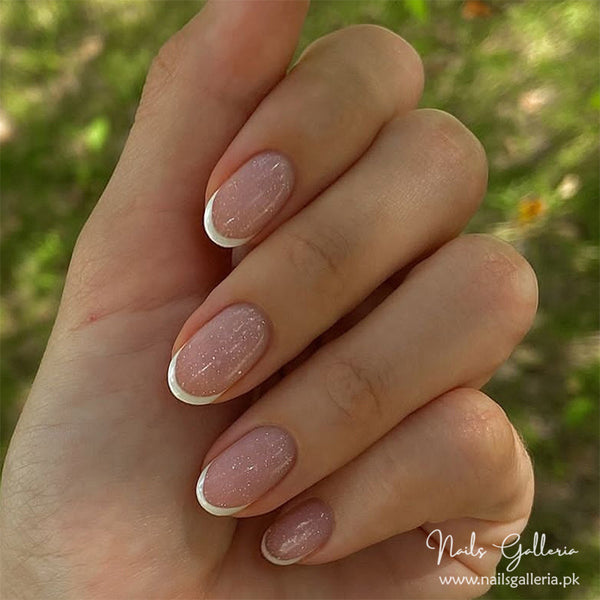 Elegant French Sparkle – Press-On Nails (24Pcs) - Free Nail Kit Included