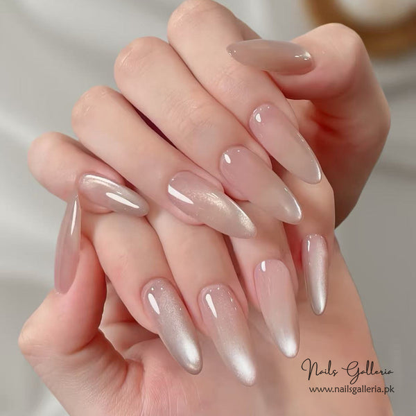 Elegant Pearl Sheen Press-On Nails (24 Pcs) - Free Nail Kit Included