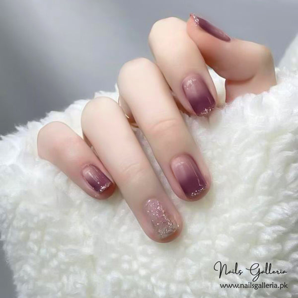 🍇✨ Elegant Purple Gradient Press-On Nails 💅💜 (24 Pcs) - Free Nail Kit Included