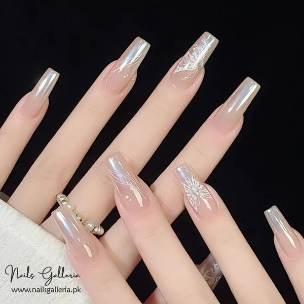 🌟 Ethereal Beauty – Press-On Nails (24 Pcs) - Free Nail Kit Included