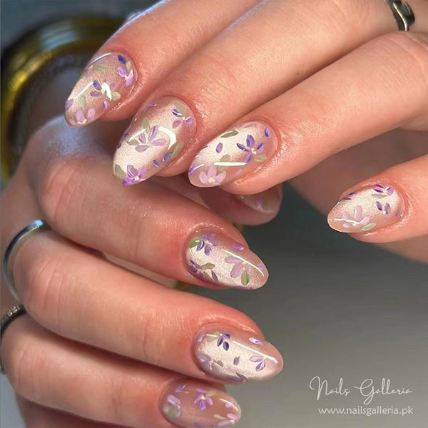 💐Floral Press-On Nail Set Nail Set (24 Pcs) - Free Nail Kit Included