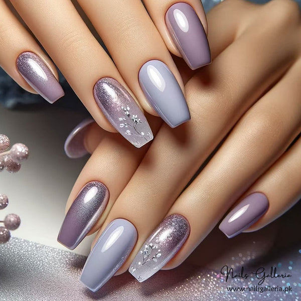 💜 Flower Wisteria Press-On Nails (24 Pcs) - Free Nail Kit Included