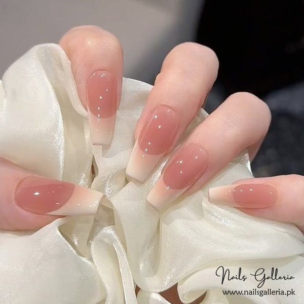 French White-Edged Nail – Press-On Nails (30Pcs) - Free Nail Kit Included
