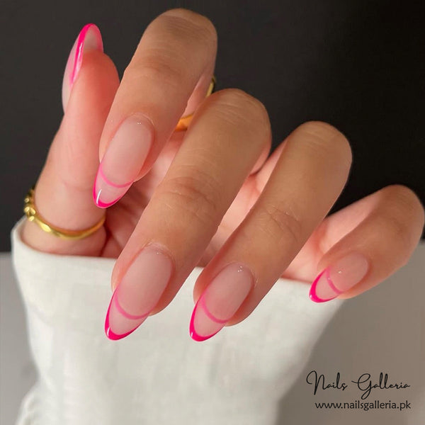 🌸 Fuchsia Tip – Press-On Nails (24Pcs) - Free Nail Kit Included