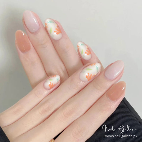 🌼 Garden Hues Press-On Nails (24 Pcs) - Free Nail Kit Included