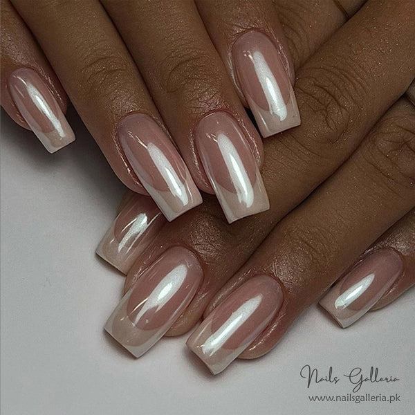 Glazed Pearl French Press-On Nails (24 Pcs) - Free Nail Kit Included