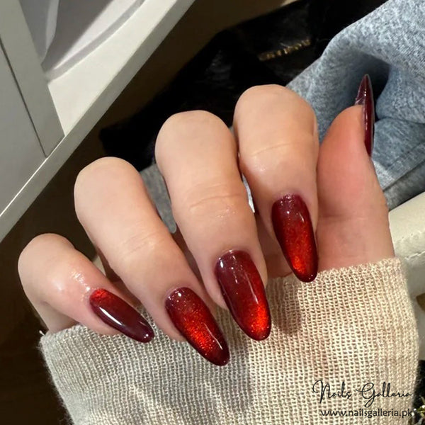 Glimmering Crimson – Press-On Nails (30Pcs) - Free Nail Kit Included