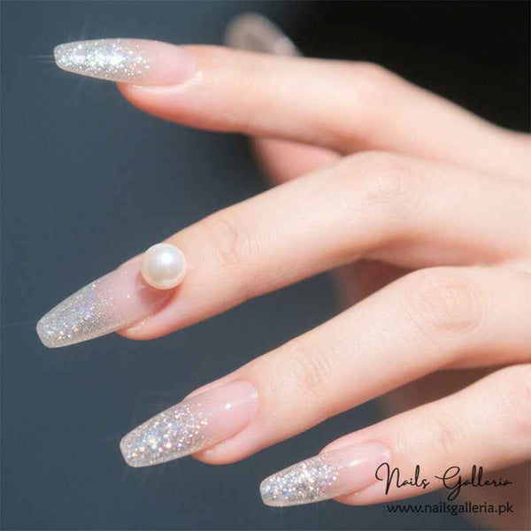 🌟 Glittering Pearls – Press-On Nails (24Pcs) - Free Nail Kit Included
