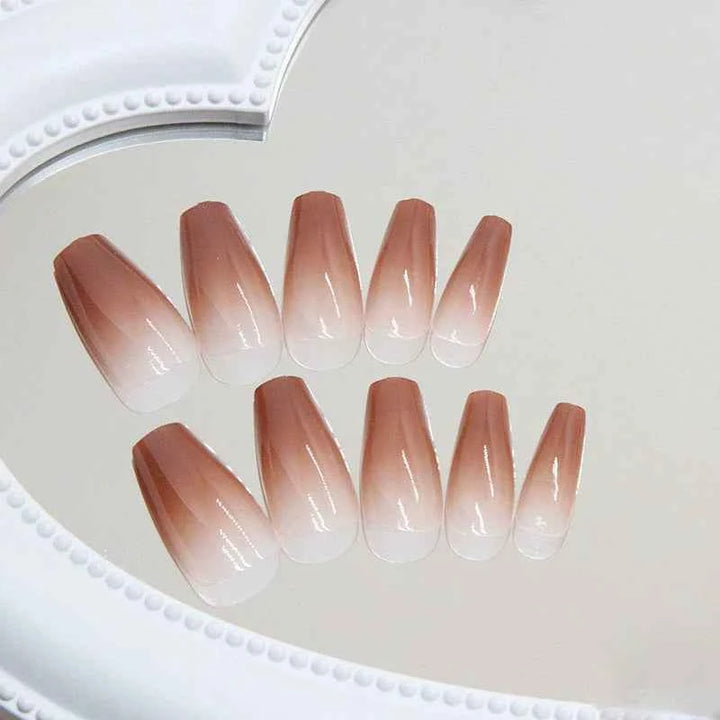 Glossy Brown Ombre Coffin (24Pcs)