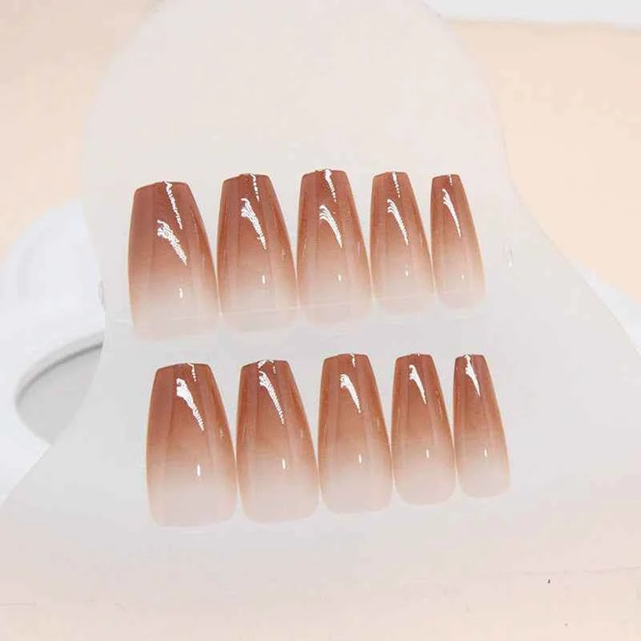 Glossy Brown Ombre Coffin (24Pcs)