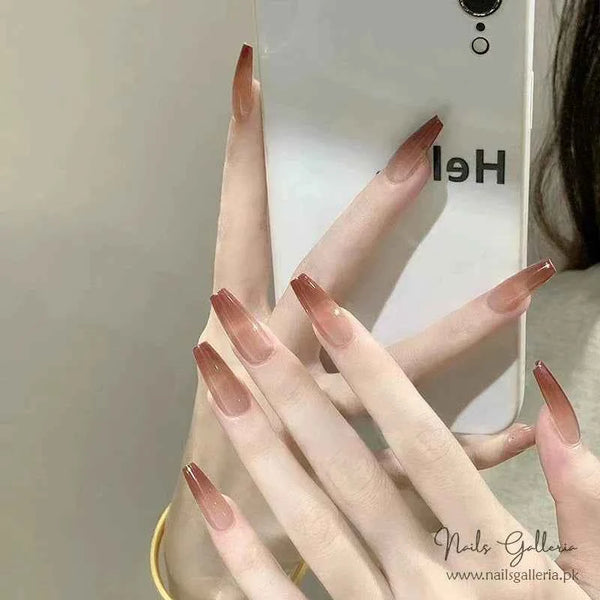 Glossy Brown Ombre Coffin (24Pcs)