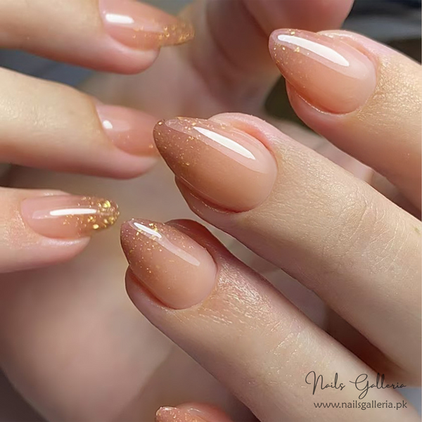 Golden Nude Ombre Press-On Nails (24 Pcs)- Free Nail Kit Included