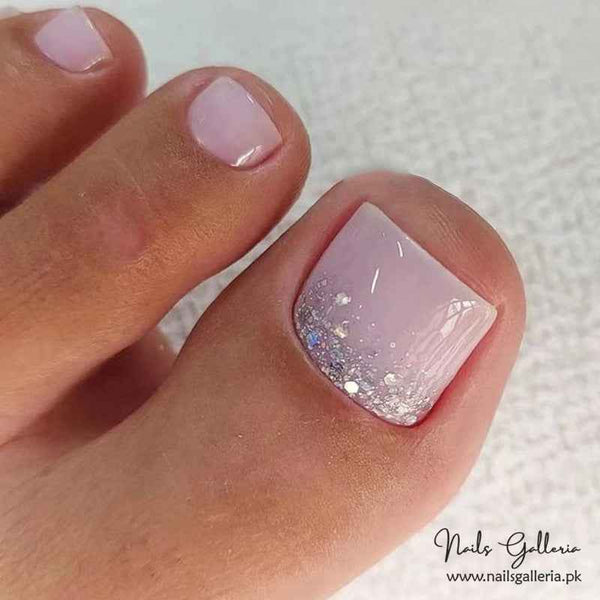 Lavender Glitter Gradient Toe Press-On Nails (24 Pcs) - Free Nail Kit Included