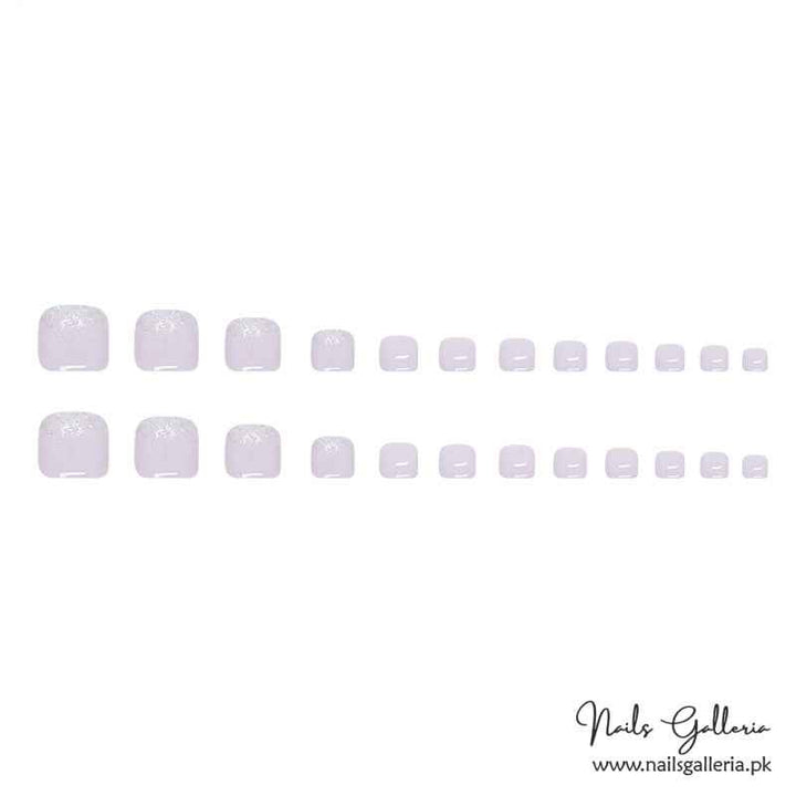 Lavender Glitter Gradient Toe Press-On Nails (24 Pcs) - Free Nail Kit Included