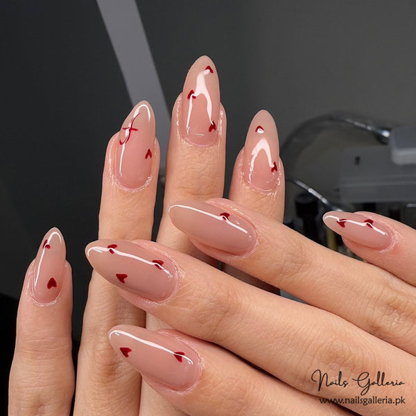 💗✨ Love Whisper – Heart Accent Press-On Nails (24 Pcs) - Free Nail Kit Included
