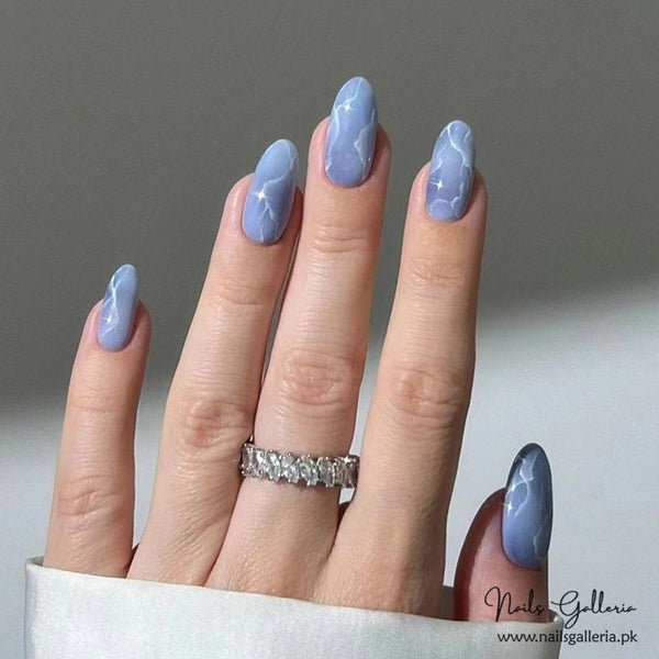 Marble Mist Press-On Nails (24 Pcs) - Free Nail Kit Included