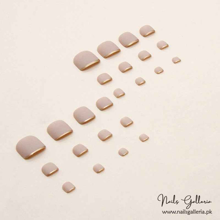 🌫️ Matte Mocha Elegance Toe Press-Ons(24 Pcs) - Free Nail Kit Included
