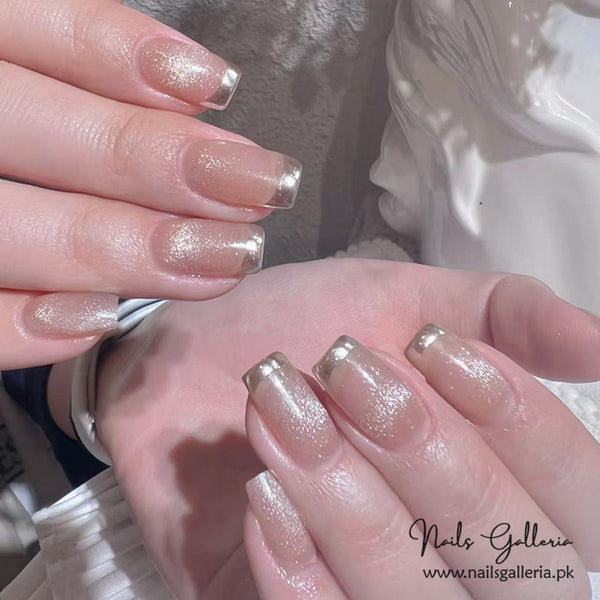 Metallic Shine Press-On Nails (24 Pcs) - Free Nail Kit Included