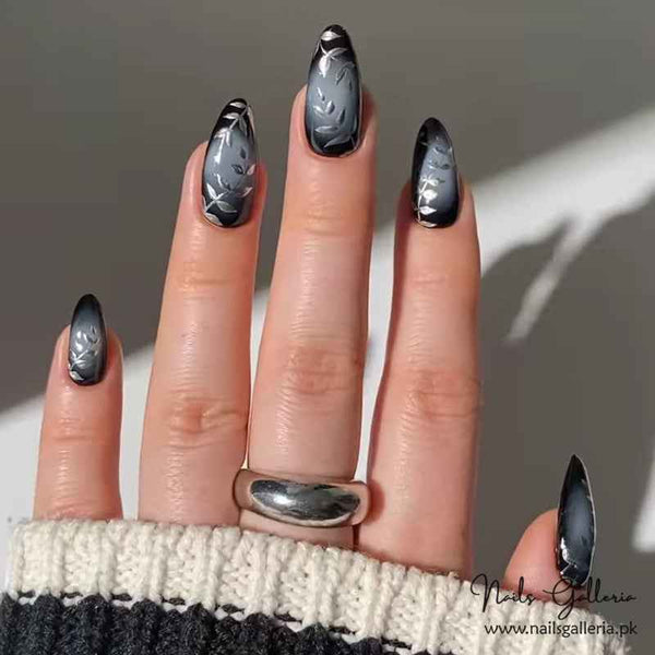 Midnight Botanicals Press-On Nails (24 Pcs) - Free Nail Kit Included