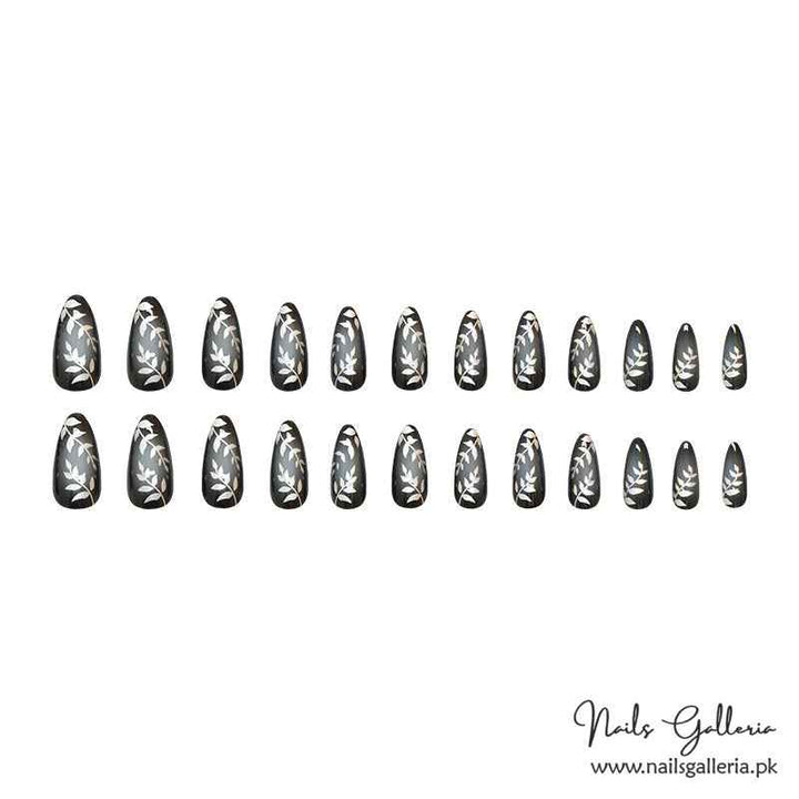 Midnight Botanicals Press-On Nails (24 Pcs) - Free Nail Kit Included