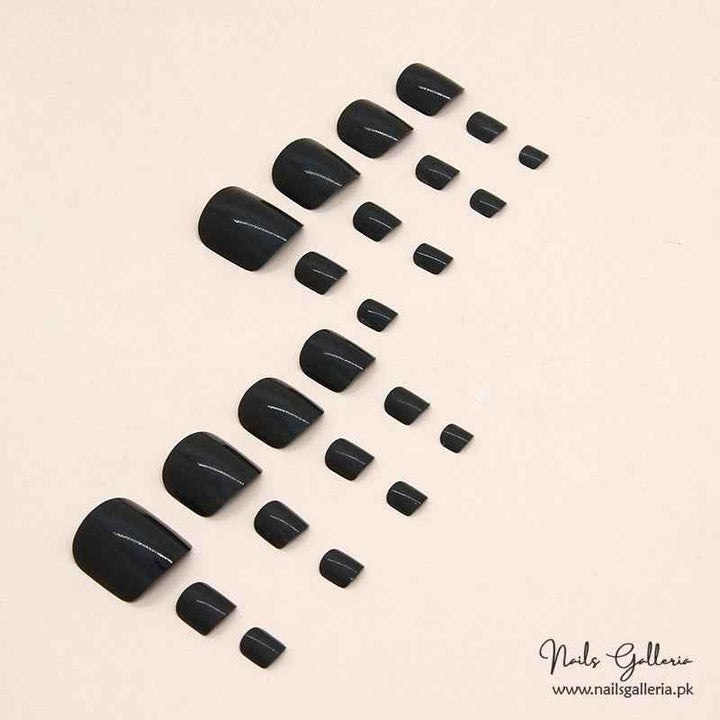 💫 Midnight Square Toe Press-On Nails (24 Pcs) - Free Nail Kit Included