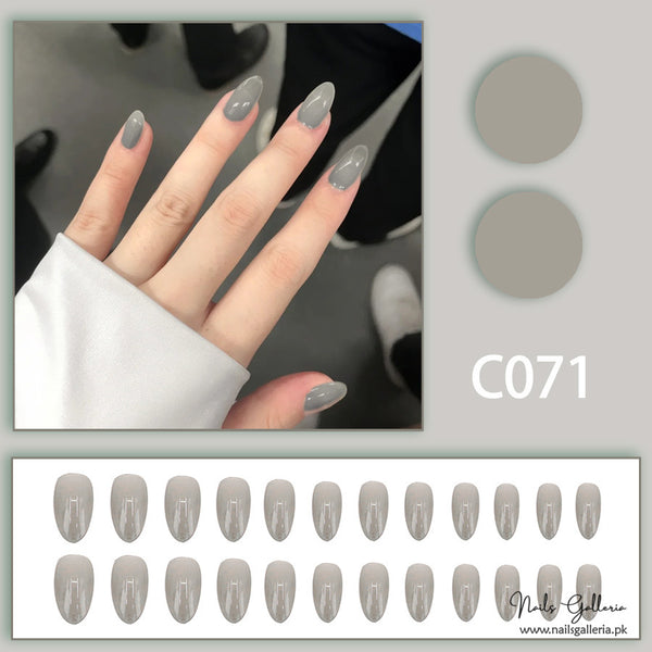 Mist Grey – Press-On Nails (24 Pcs) - Free Nail Kit Included