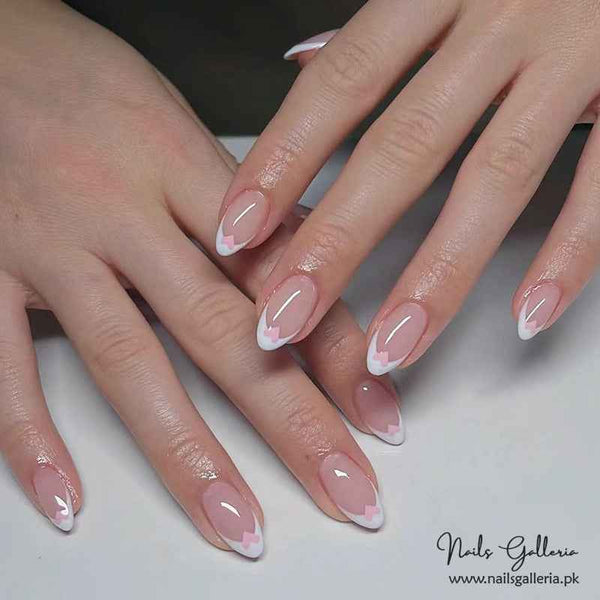 🌷 Modern French Manicure – Press-On Nail Set (30Pcs) - Free Nail Kit Included