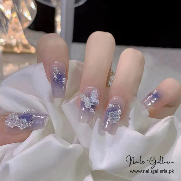 🔮 Mystic Lavender Press-On Nails (24 Pcs) - Free Nail Kit Included