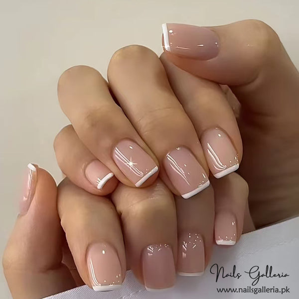 🌷 Nude Sheen – Press-On Nail Set (24Pcs) - Free Nail Kit Included