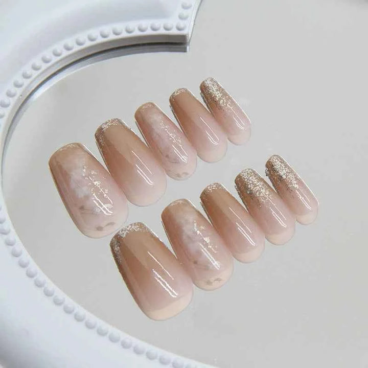 Nude & Gold Glitter (24Pcs)