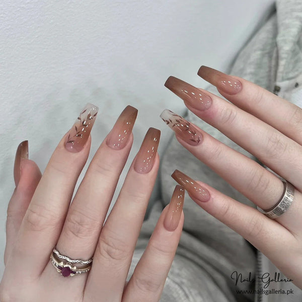 🍂 Caramel Harmony – Press-On Nails (24 Pcs) - Free Nail Kit Included