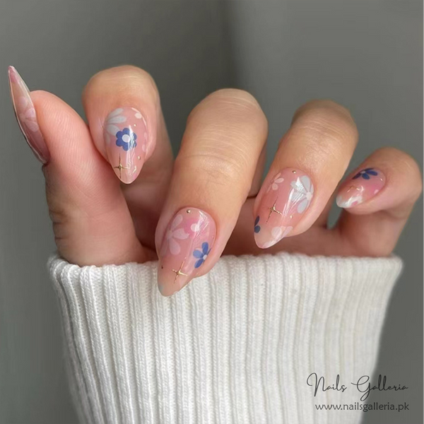 Pastel Petals Press-On Nails (24Pcs) - Free Nail Kit Included