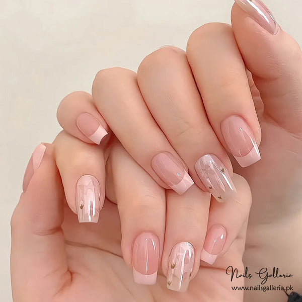 🌷 Pastel Pink Harmony – Press-On Nails (24 Pcs) - Free Nail Kit Included