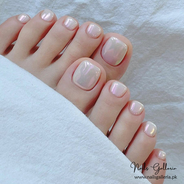 🌟 Pearl Essence – Press-On Toe Nails (24 Pcs) - Free Nail Kit Included