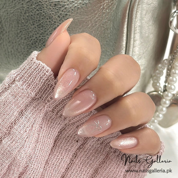 Pearlescent Elegance Press-On Nails (24 Pcs) - Free Nail Kit Included