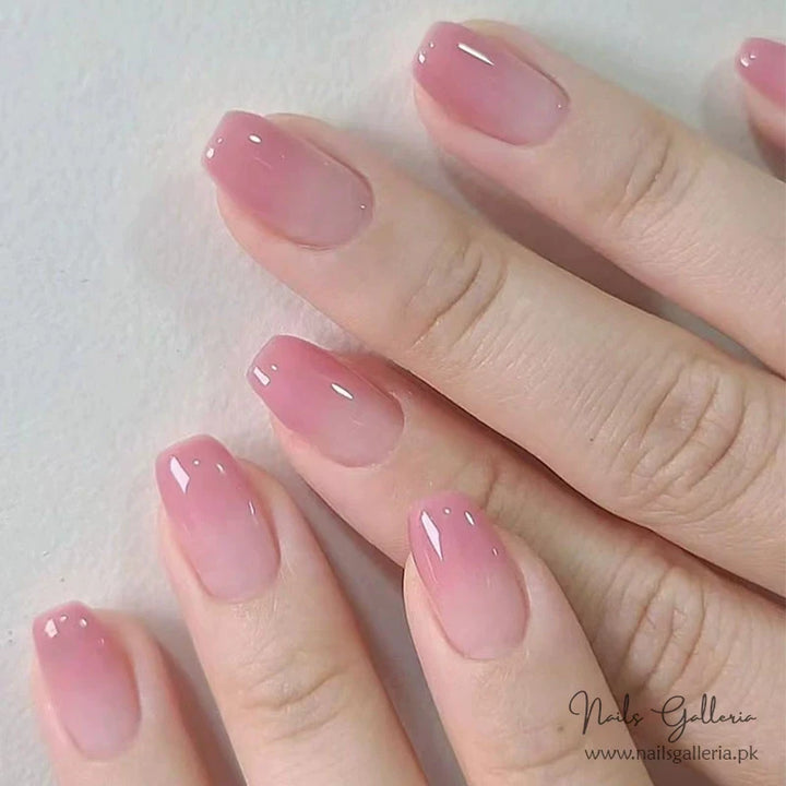 Pink Ombré Glossy Press-On Nails (24Pcs) - Nails Galleria