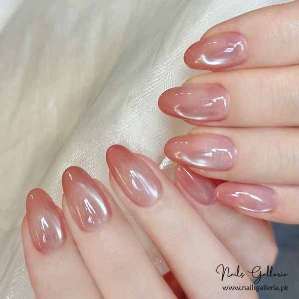 🌸 Pink Opal – Press-On Nail Set (30Pcs) - Free Nail Kit Included