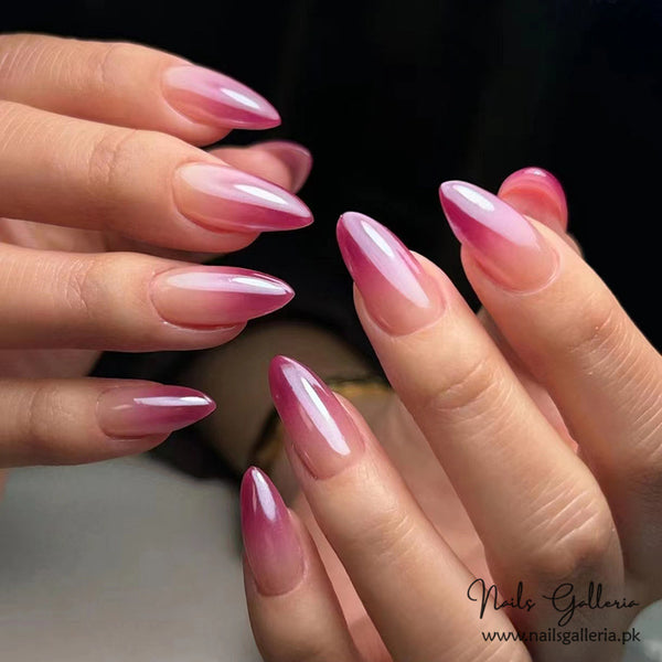 Rose Red Gradient – Press-On Nail Set (24Pcs) - Free Nail Kit Included